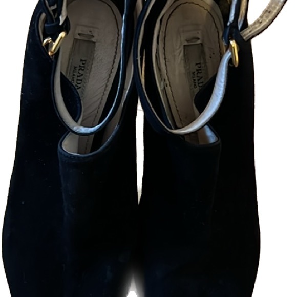 Prada Peep-Toe Suede Platform Ankle Boots - Picture 9 of 9